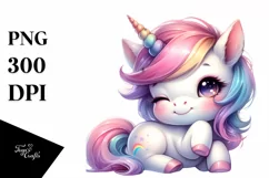 Cute Baby Unicorn Winking | Sublimation | Clipart Product Image 1