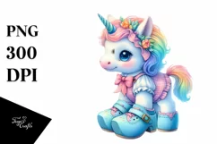 Colorful Baby Unicorn Clog PNG Product Image 3