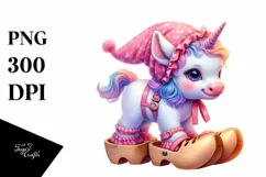 Colorful Baby Unicorn Clog PNG Product Image 3