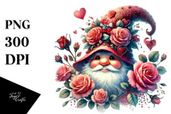 Valentines Gnome with Heart Hat, Colorful PNG Product Image 1