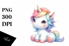 Pastel Cute Baby Unicorn in Style | Sublimation Clipart Product Image 3
