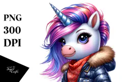 Cute Baby Unicorn Aggressive Winter PNG Product Image 1