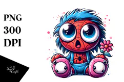 Cute Spider Boy with Flower in Mouth PNG Product Image 1