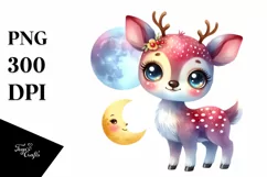 Colorful Watercolor Smiling Reindeer | Clipart Product Image 3