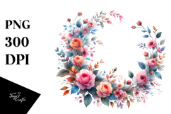 Colorfull Hawayan Flowers Floral Frame PNG Product Image 1