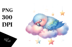 Baby Parrot Sleeping on a Cloud | Clipart Product Image 1