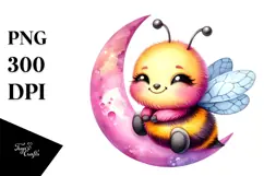 Smiling Baby Bee with Star PNG Product Image 1
