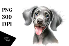 Happy Weimaraner Puppy PNG Product Image 1
