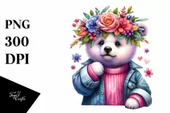 Cute Baby Bear with Cool Haircut PNG Product Image 3