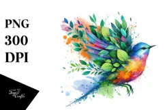 Abstract Vibrant Watercolor Bird PNG Product Image 3