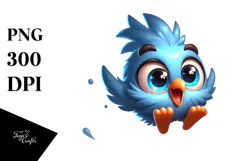 Cartoony Bird Jumping Sparkling Eyes PNG Product Image 1