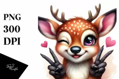 Funny Cute Deer Portrait | Watercolor Clipart Product Image 3