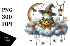 Watercolor Frog for Halloween, High-Res PNG Product Image 1