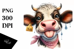 Funny Cute Cow Portrait | Watercolor Clipart Product Image 1