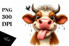 Funny Cute Cow Portrait | Watercolor Clipart Product Image 1