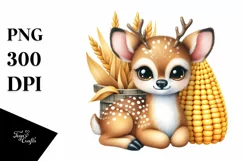 Funny Cute Deer in Colorful Summer | Clipart Product Image 1