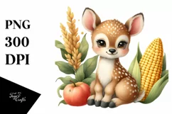 Funny Cute Deer in Colorful Summer | Clipart Product Image 1