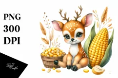 Funny Cute Deer in Colorful Summer | Clipart Product Image 3