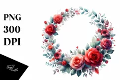 Vibrant Red Roses Wreath | Sublimation Clipart Product Image 3