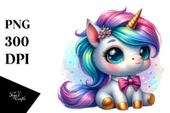 Vibrant Drawing of a Cute Baby Unicorn Dressed Product Image 1