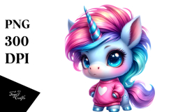 Vibrant Drawing of a Cute Baby Unicorn Dressed Product Image 1
