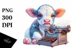 Colorful Baby Cow Typewriter PNG Product Image 3