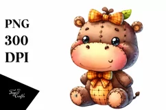 Cute Vibrant Hippo Clipart, Transparent PNG Product Image 1