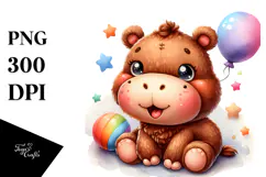 Colorful Hippo Plush, Transparent PNG Product Image 1
