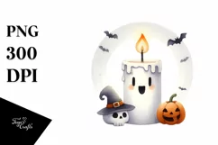 Funny Halloween Clipart with Candle PNG Product Image 1