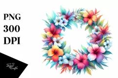 Vibrant Wreath with Hawaiian Flowers | Sublimation | Clipart Product Image 3