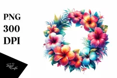 Vibrant Wreath with Hawaiian Flowers | Sublimation | Clipart Product Image 3