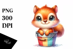 Colorful Smiling Baby Squirrel in Bucket Clipart Product Image 3