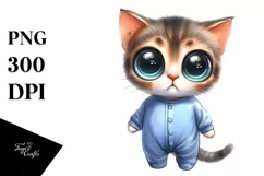 Watercolor Baby Cat Big Eyes Clipart Product Image 1