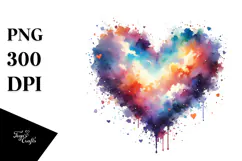 Watercolor Digital Painting with Paintbrush Style Heart PNG Product Image 1