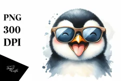 Funny Cute Penguin Portrait | Watercolor Clipart Product Image 3