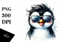 Funny Cute Penguin Portrait | Watercolor Clipart Product Image 3