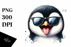 Funny Cute Penguin Portrait | Watercolor Clipart Product Image 3