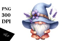 Cute Gnome with Big Hat and Lavender PNG Product Image 1