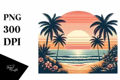 Retro Tropical Beach Sunset Clipart | Clipart Product Image 3