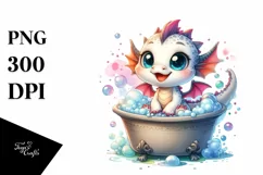Smiling Baby Dragon in a Bath Tub | Clipart Product Image 3