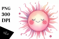 Pinkish Smiling Sun, Transparent PNG Product Image 1