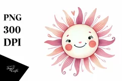 Pinkish Smiling Sun, Transparent PNG Product Image 1