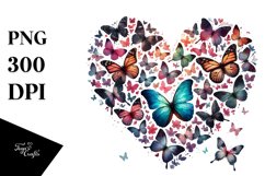 Heart Butterflies Silhouettes Colorful Art Watercolor Product Image 1