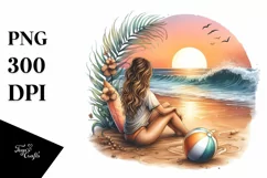 Watercolor Brittany at Sunset on the Beach | Clipart Product Image 1