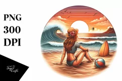 Watercolor Brittany at Sunset on the Beach | Clipart Product Image 3