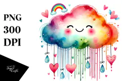 Simple Paintbrush Style Rainbow Hearts PNG Product Image 1