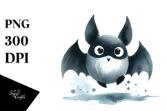 Funny Watercolor Bat Image, PNG Product Image 1
