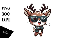 Cute Cartoon Deer with Oversized Sunglasses PNG Product Image 1