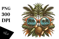 Tropical Tree with Sunglasses, Clipart PNG Product Image 1