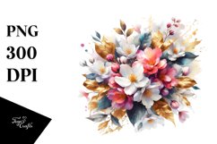 Vibrant Jasmine Gold Foil Bouquet | Sublimation Clipart Product Image 3